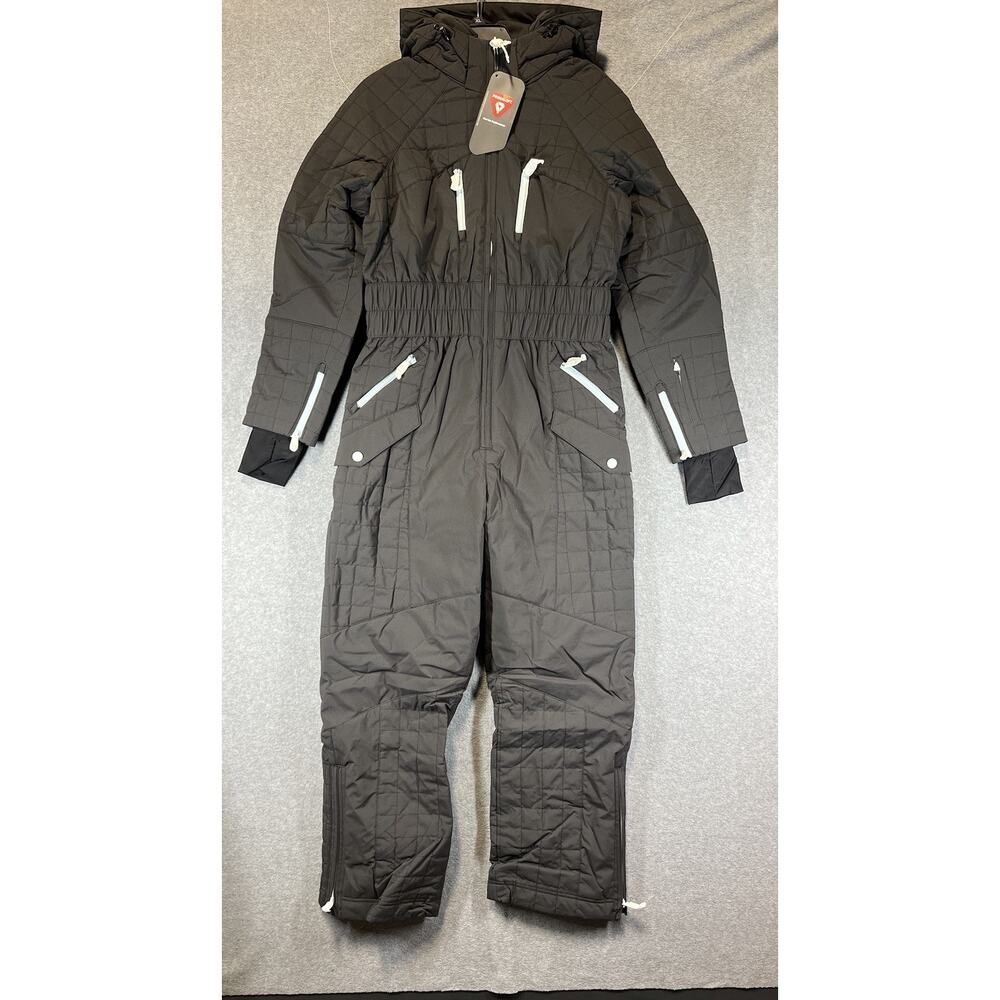 Free People Movement All Prepped Ski Suit Size Large Black Hooded Primloft